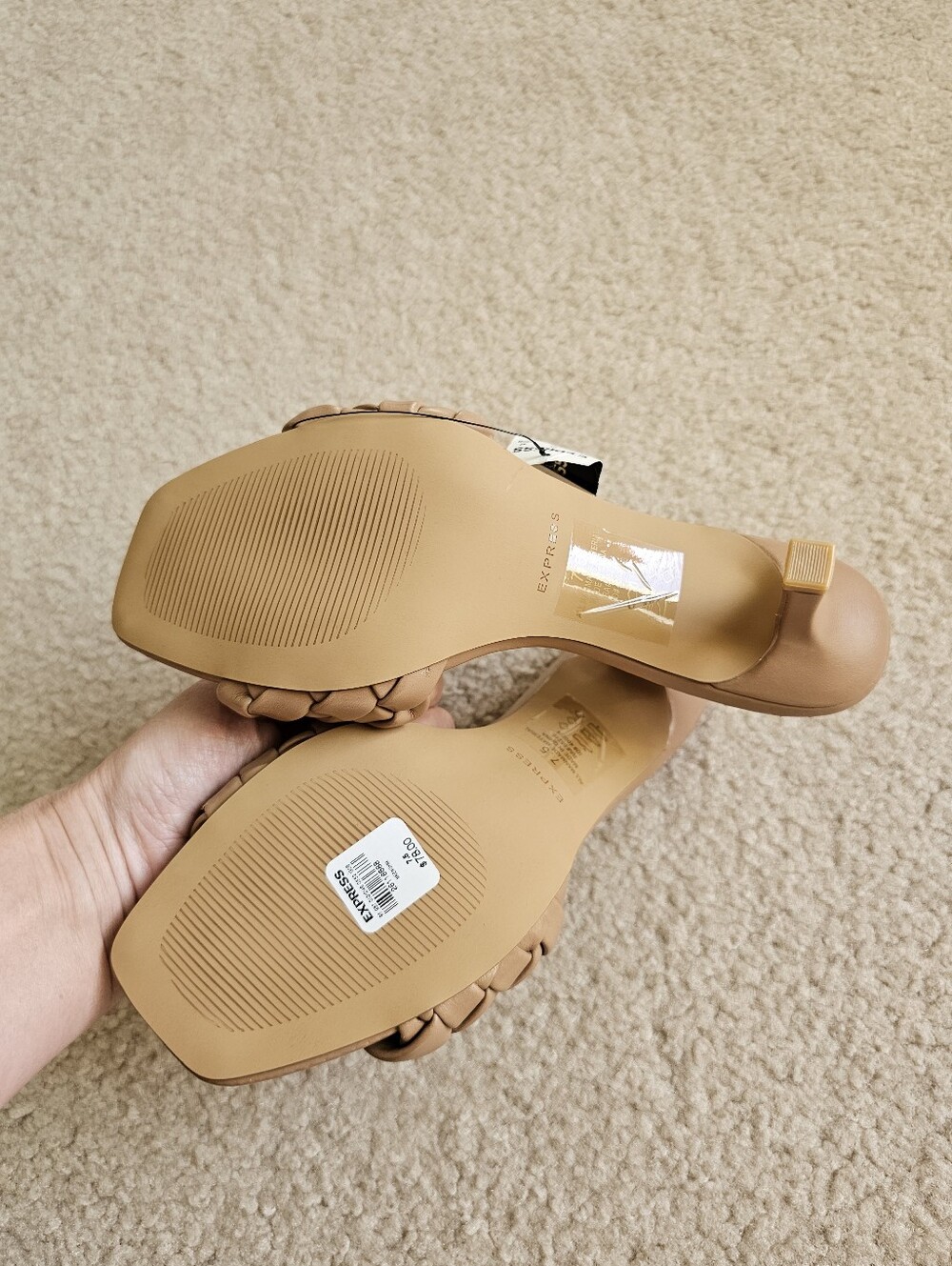 Express Braided Slide Mules in Tan - Picture 3 of 4